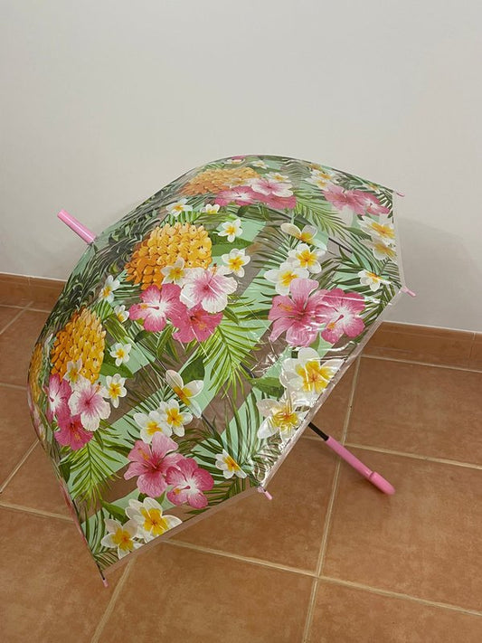 Paraguas Transparente Flores