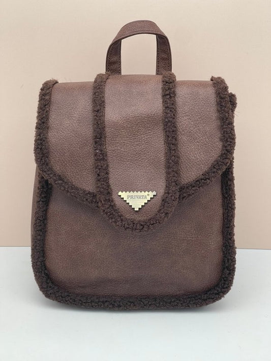 Mochila Privata de Piel con Borreguito