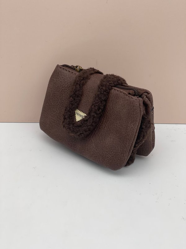 Monedero de Piel Privata Triple Cremallera (Marrón)
