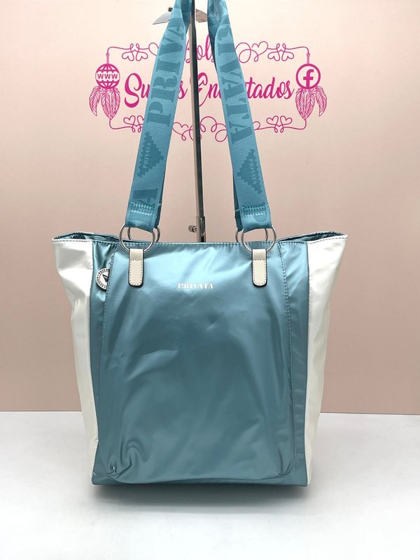 Bolso Shopper Metal Turquesa (Privata)