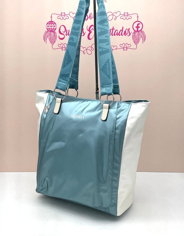 Bolso Shopper Metal Turquesa (Privata)