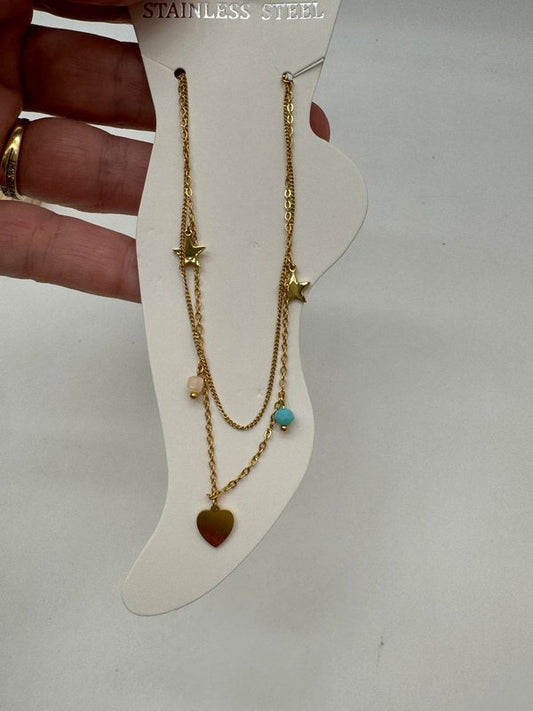 Tobillera Abalorios Estrellas