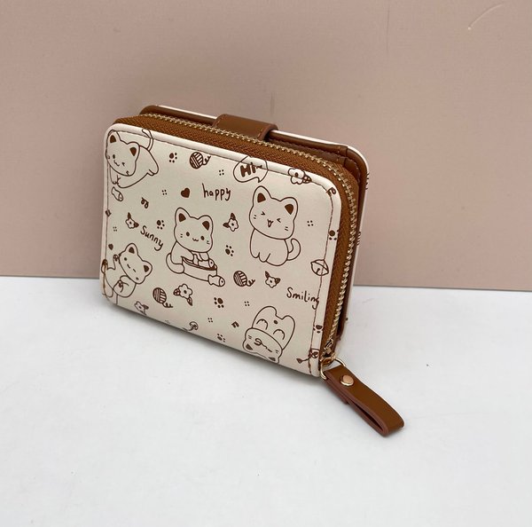 Cartera / Tarjetero Gatitos Marrón