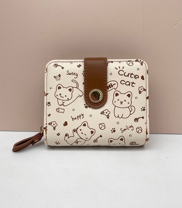 Cartera / Tarjetero Gatitos Marrón