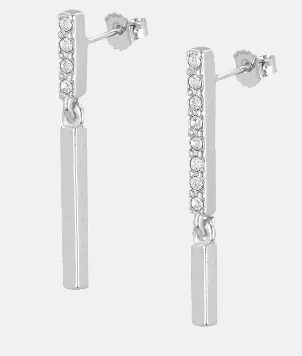 Pendientes Largos con Brillantes Plateados