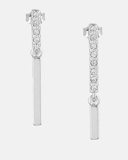 Pendientes Largos con Brillantes Plateados