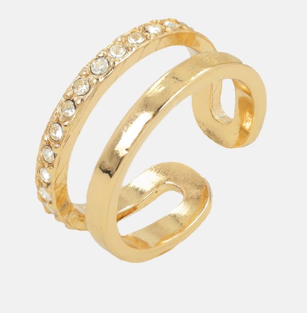 Anillo Doble Dorado con Brillantes