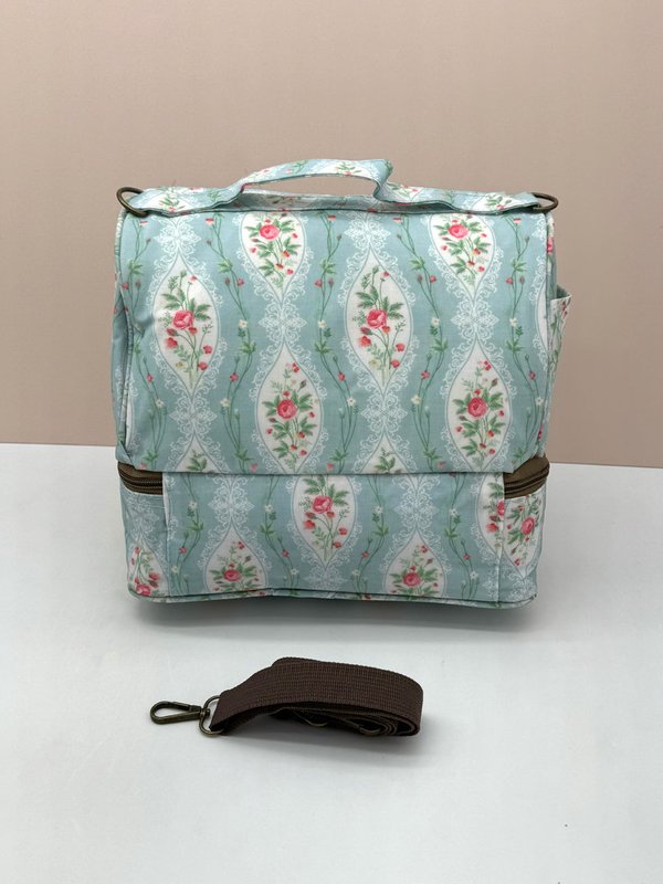 Nevera Térmica Casita Doble Estampado Floral Verde Retro