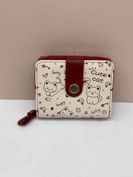 Cartera / Tarjetero Gatitos Marrón Oscura