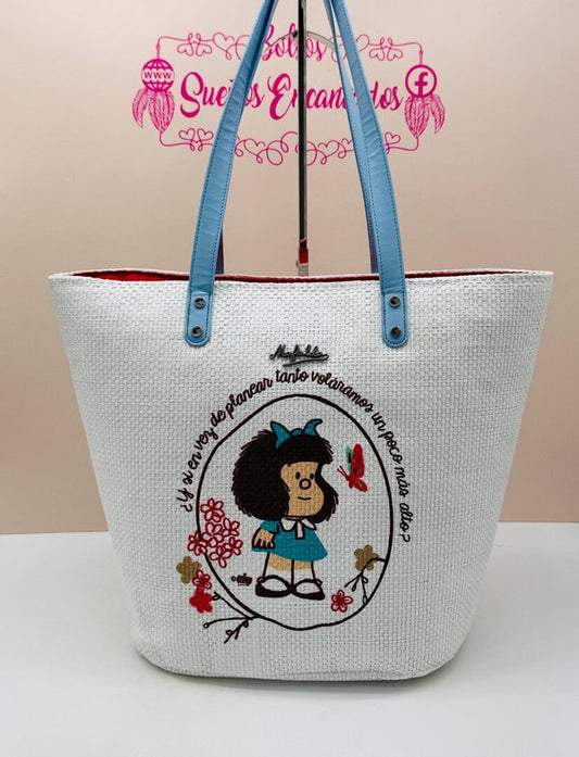 Cesta Punto de Arroz Mafalda Asas Color Azul