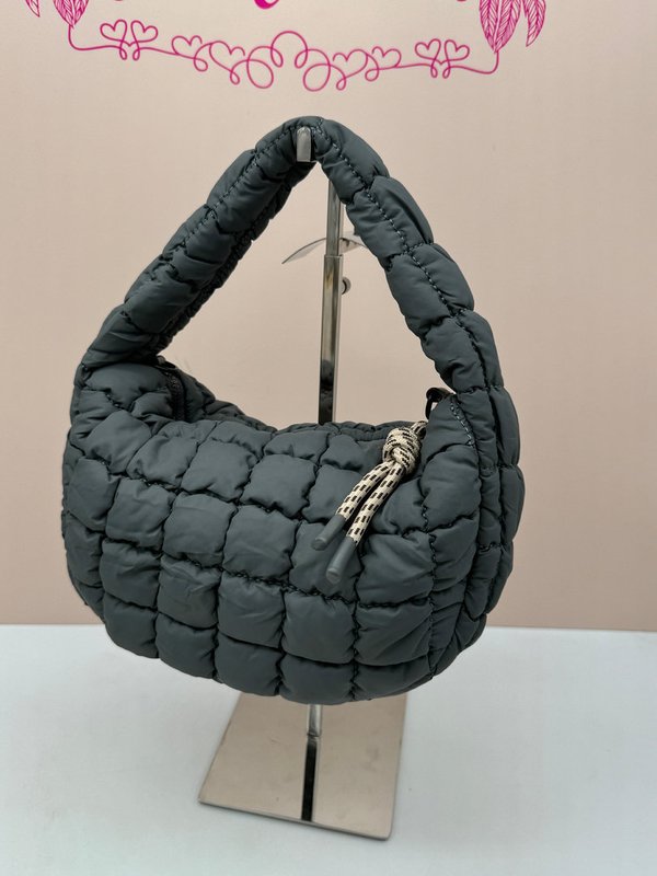 Bolso Acolchado Cuadros Gris Oscuro
