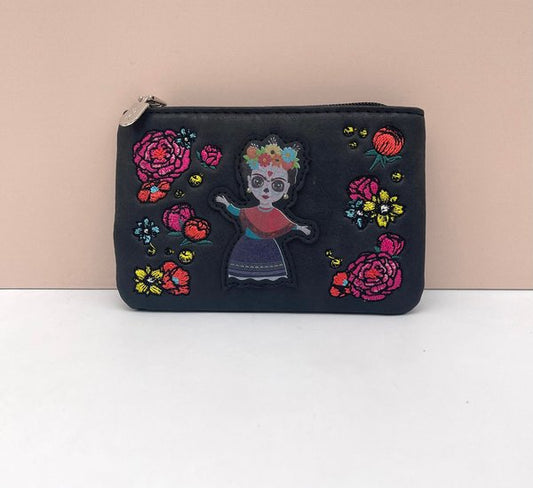 Monedero Frida Flores Bordadas