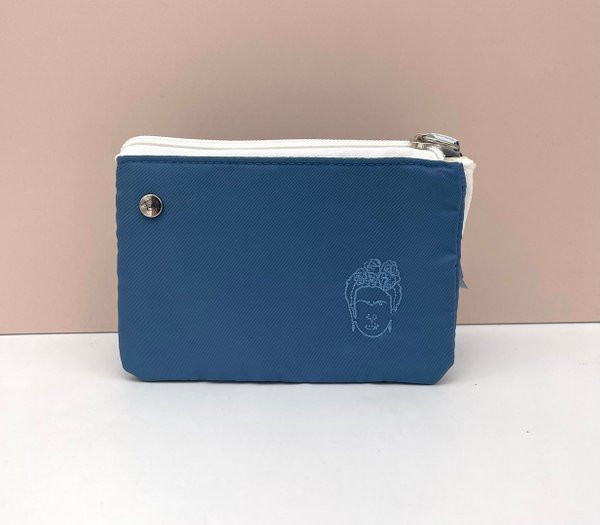 Monedero Triple Compartimento Bordado Frida