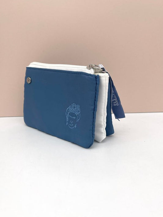 Monedero Triple Compartimento Bordado Frida