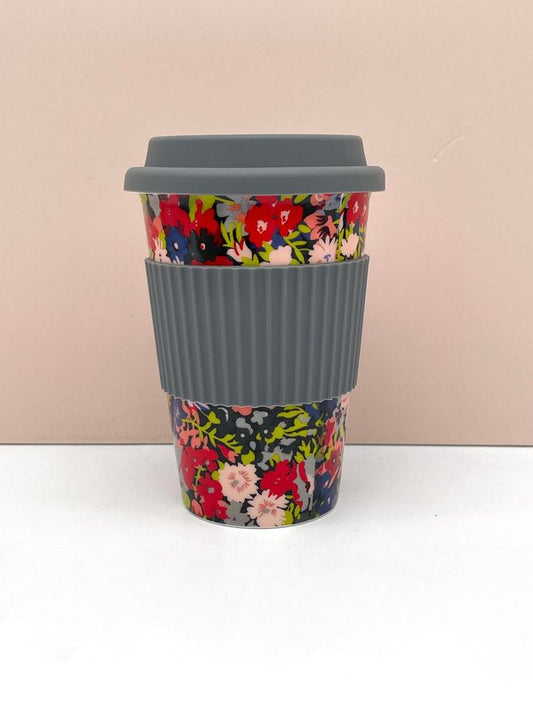 Vaso de Cerámica con Tapa Silicona Sweet Candy (Gris)