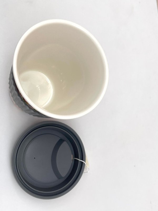 Vaso de Cerámica con Tapa Silicona Sweet Candy (Gris)