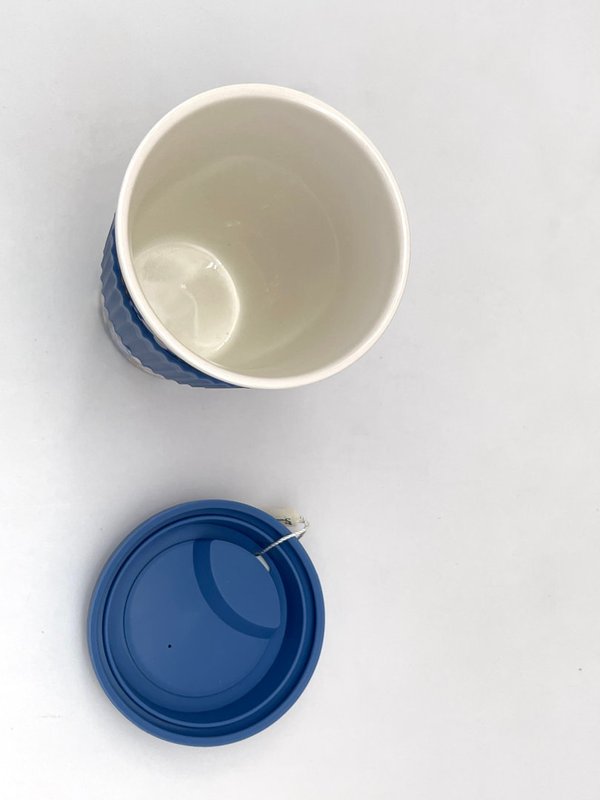 Vaso de Cerámica con Tapa Silicona Sweet Candy (Azul Claro)