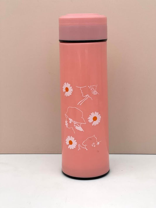 Botella de Cristal con Forro de Flores Primavera Coral