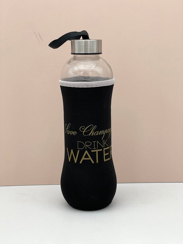 Botella Cristal Cubierta de Neopreno Negro