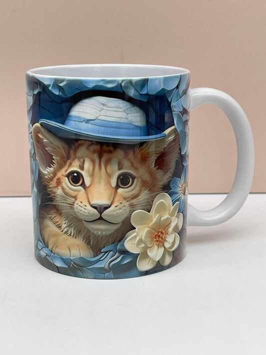 Taza Gatito con Sombrero 3d