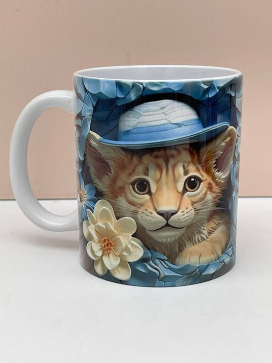 Taza Gatito con Sombrero 3d