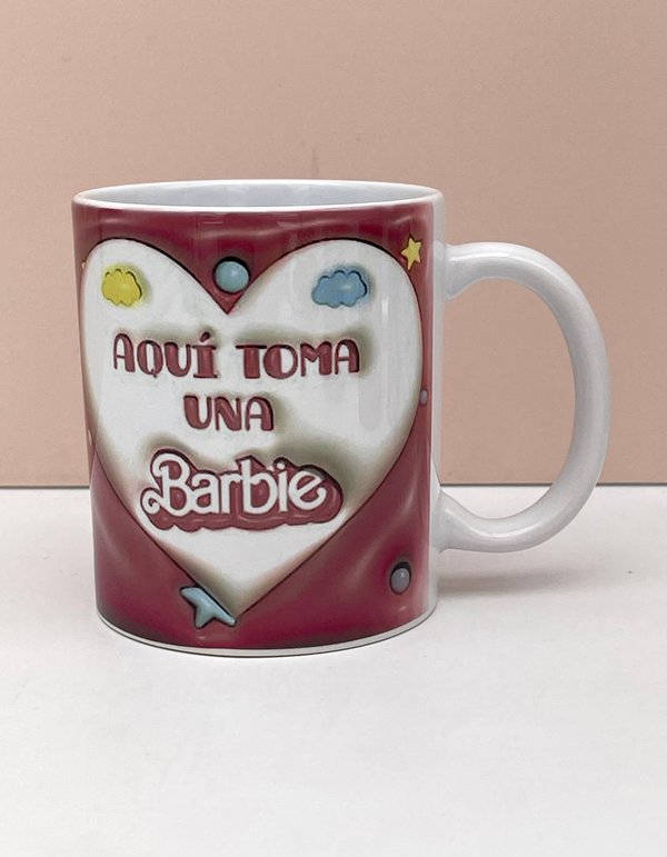 Taza Barbie Corazón 3 D