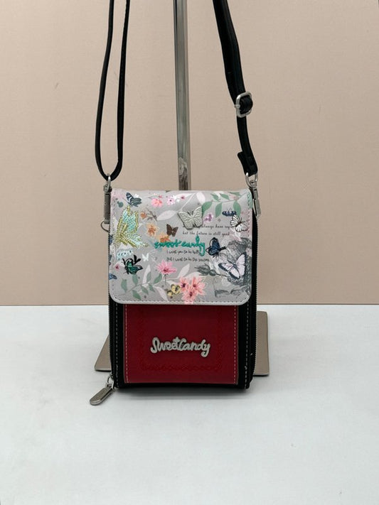 Bolso para Móvil Bordado Mariposas (Gris)