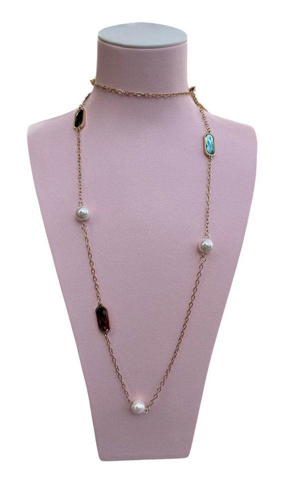 Collar Perlas y Cristales de Colores (Acero)