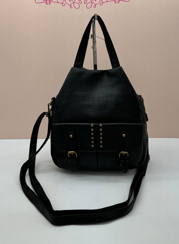 Mochila / Bolso Negra con Bolsillo Delantero