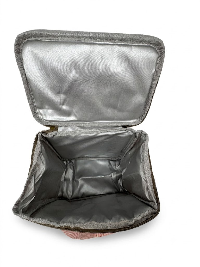 Nevera Portátil Térmica de Rayas y Cerezas – Bolsa Térmica para Playa y Picnic