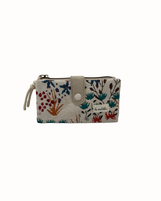 Cartera Billetera con Estampado Floral y Tarjetero - Colección La Matilda
