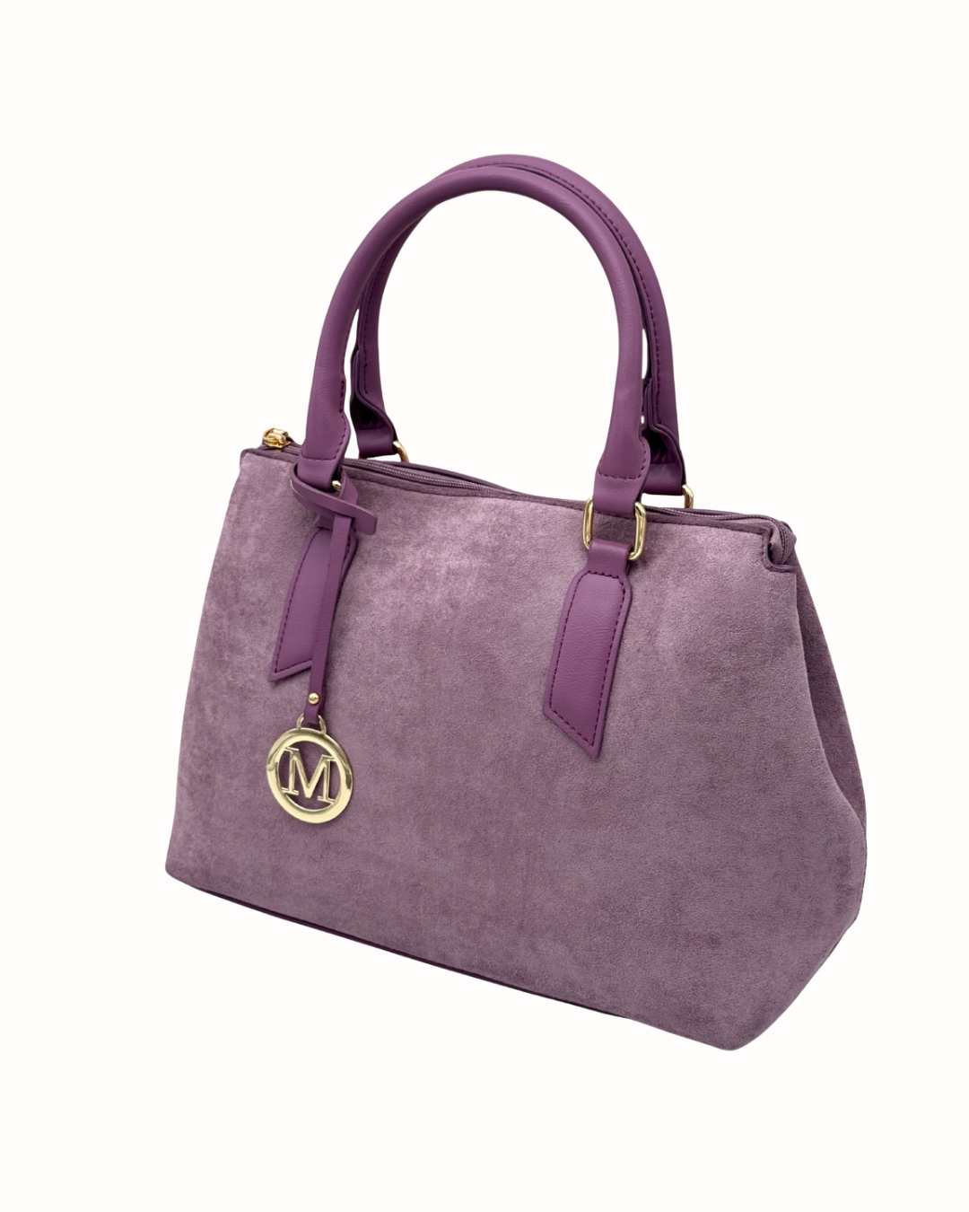 Bolso Shopper y Bandolera de Ante Violeta – Elegancia Versátil "M"