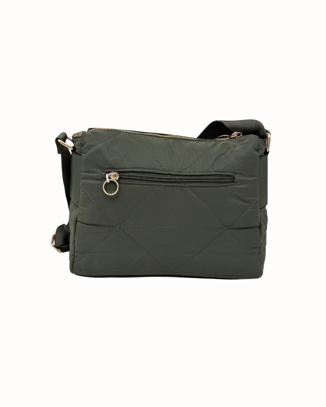 Bolso Bandolera Acolchada Verde Oliva con Multibolsillos