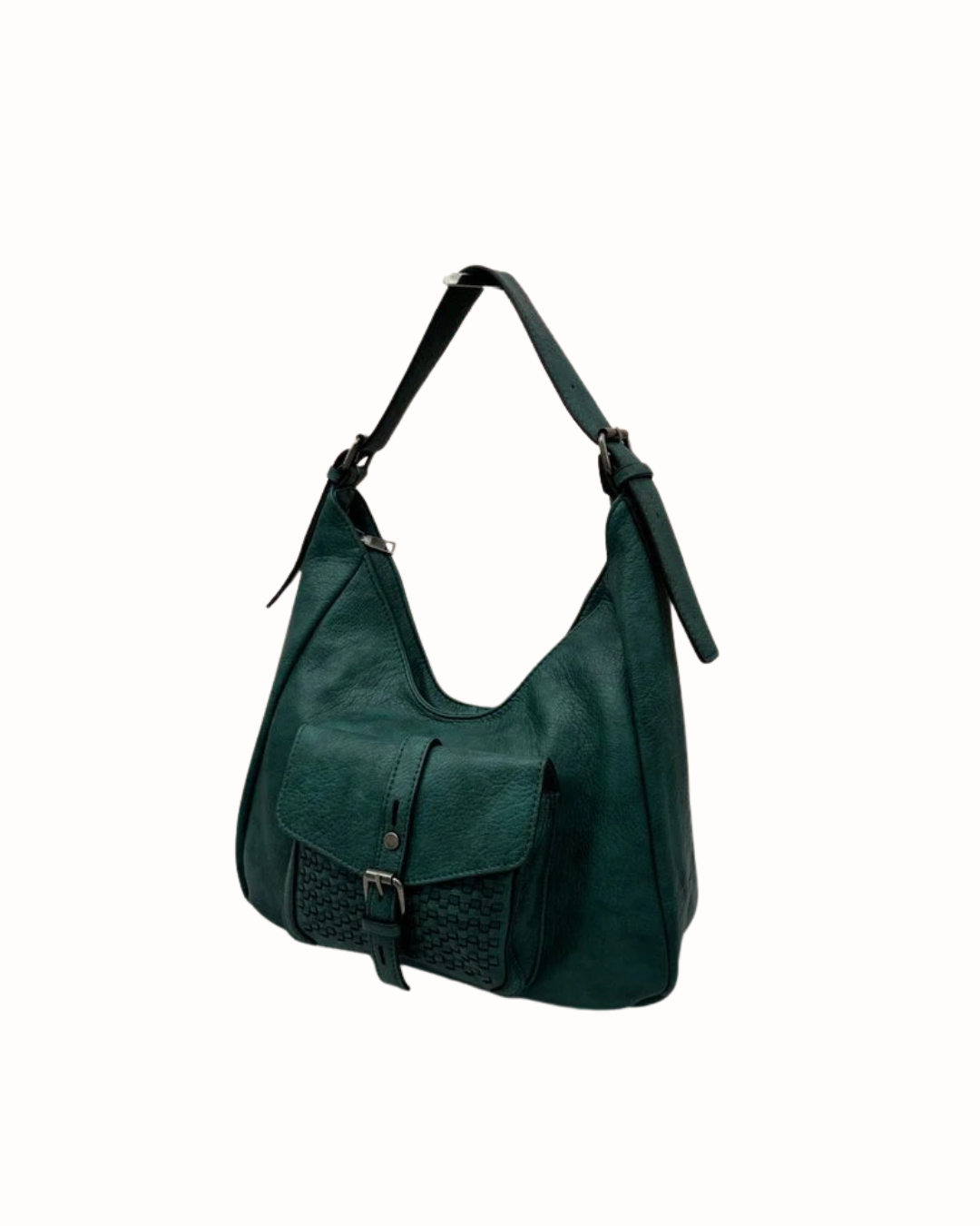 Bolso Hobo Verde de Piel con Asa de Hombro y Bandolera