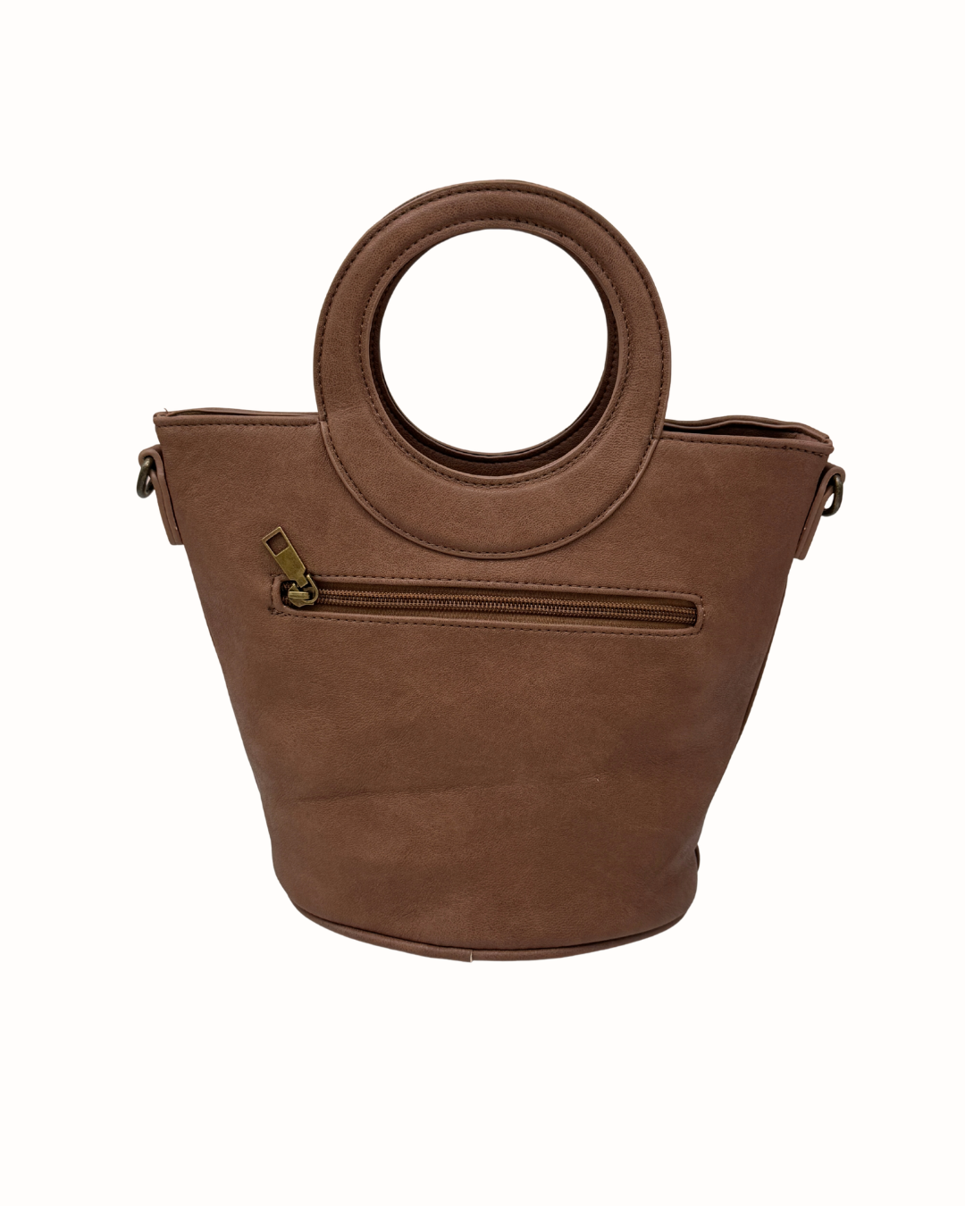 Bolso de Mano y Bandolera Camel con Tachuelas y Asa Circular – Estilo Tote