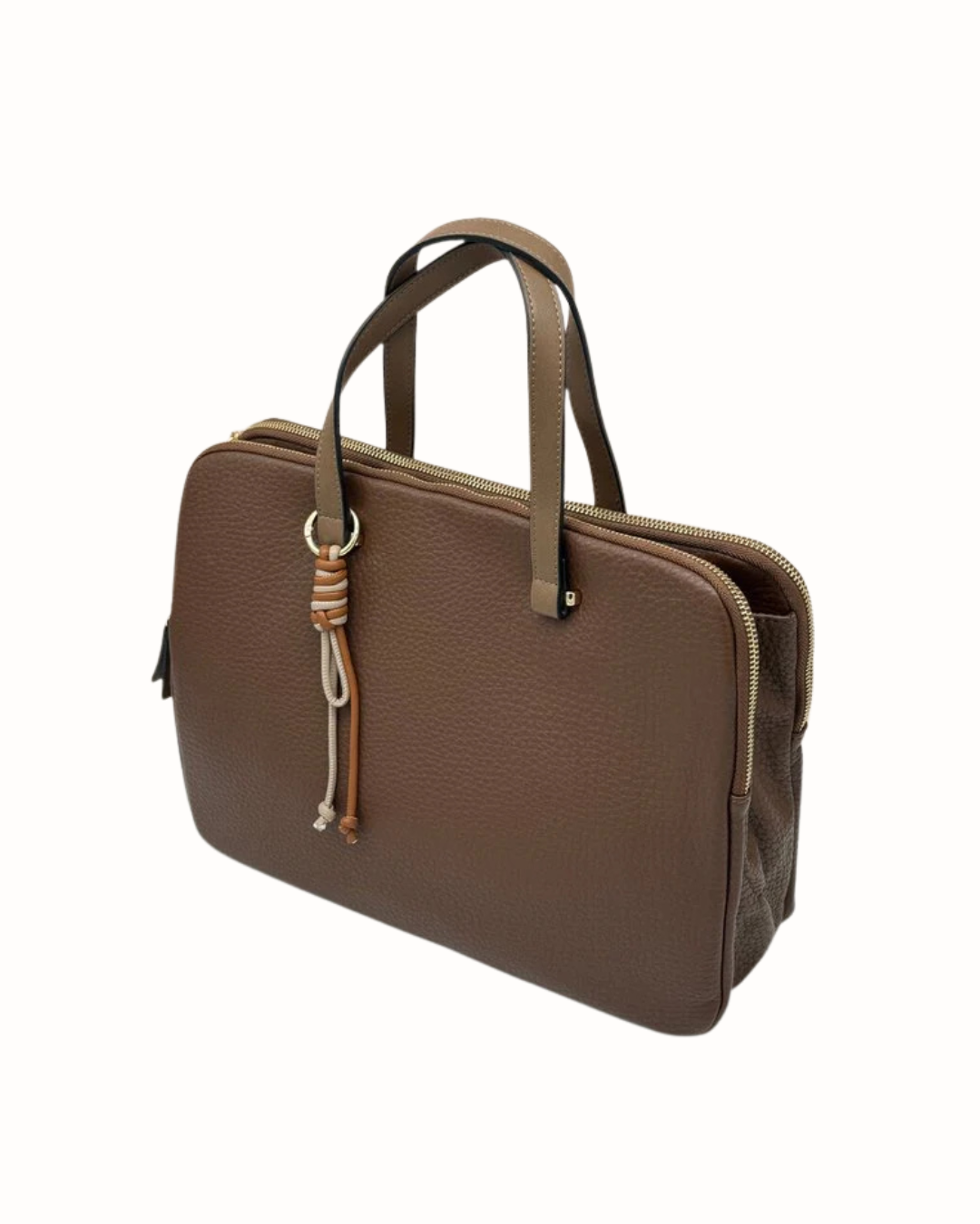 Bolso Maletín de Piel para Mujer - Porta Ordenador y Documentos - Marrón Chocolate-Bandolera