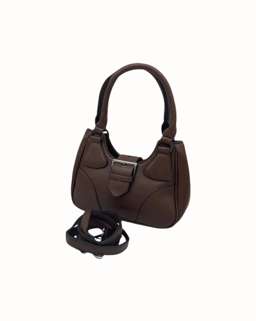 Bolso Bandolera Chocolate con Textura de Grano y Asa de Mano Sienna