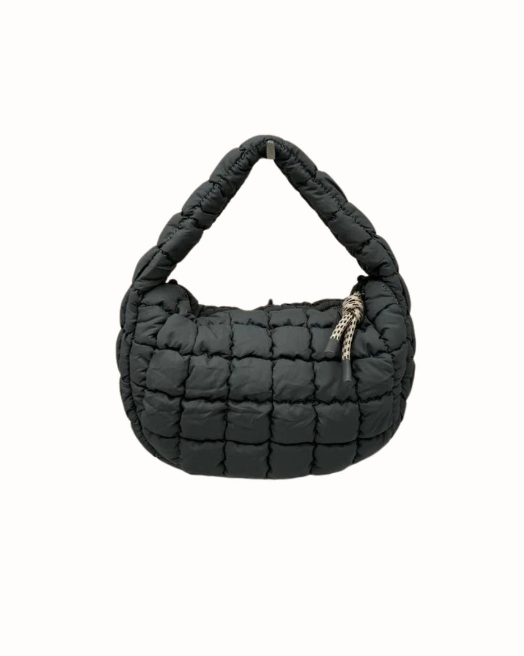 Bolso Bandolera Acolchado Gris Antracita - Estilo Puffer con Correa Ajustable