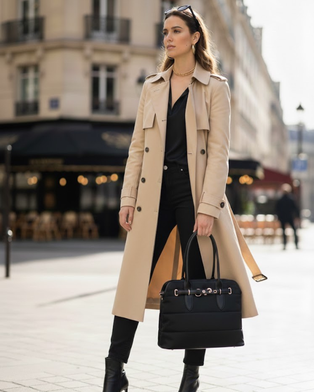 Bolso Shopper Acolchado Negro para Mujer - Capacidad Portátil y Estilo Urban