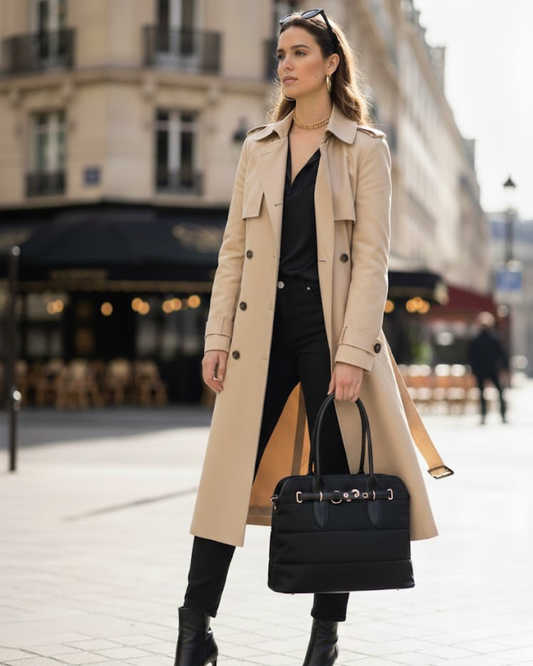 Bolso Shopper Acolchado Negro para Mujer - Capacidad Portátil y Estilo Urban