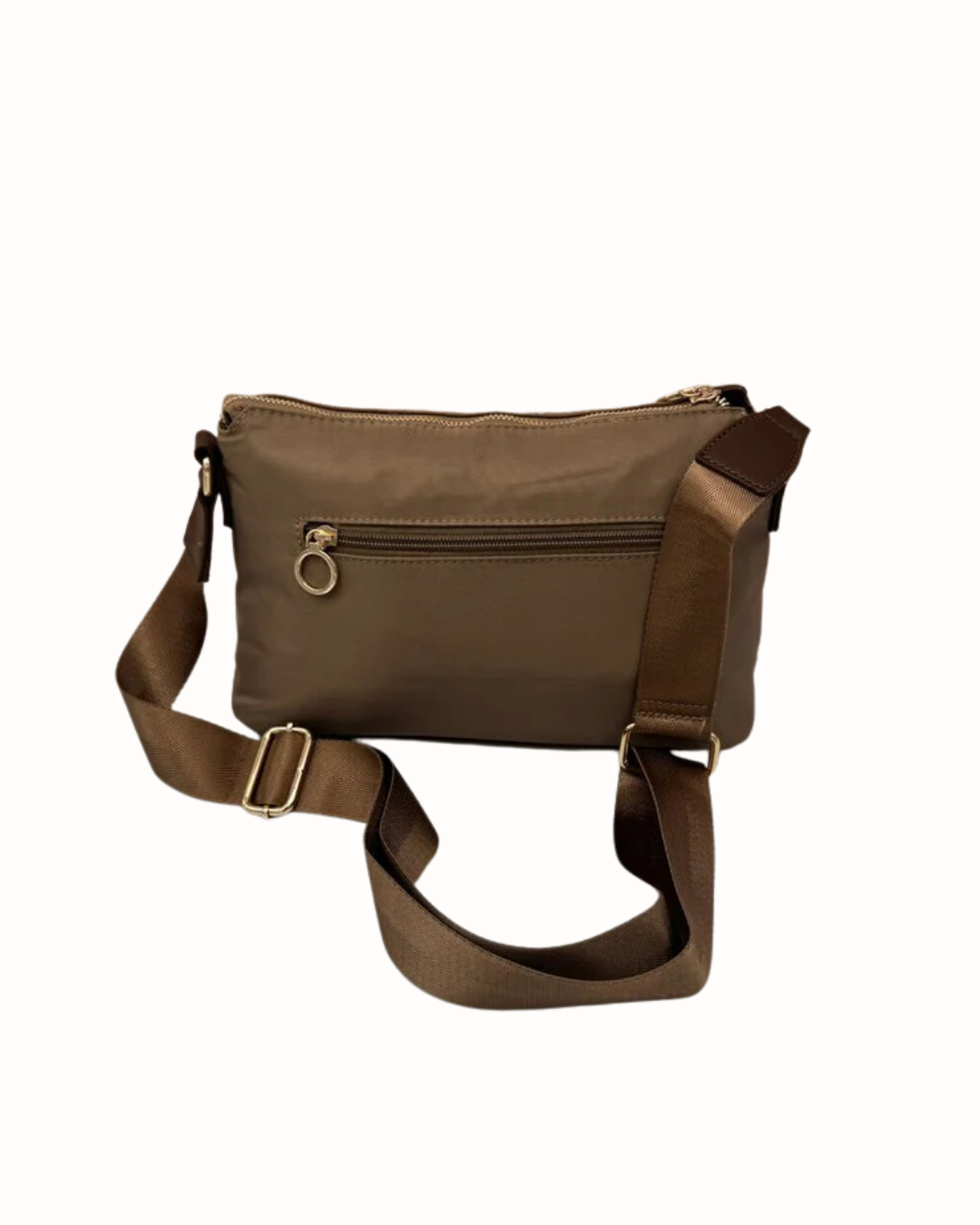 Bolso Bandolera de Nylon Kaki con Multibolsillos y Correa Ajustable