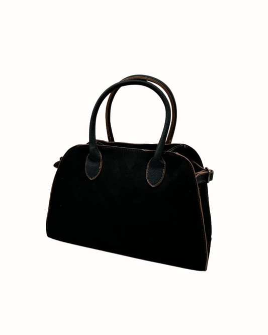 Bolso Shopper y Bandolera de Ante Negro - Elegante y Versátil para el Trabajo