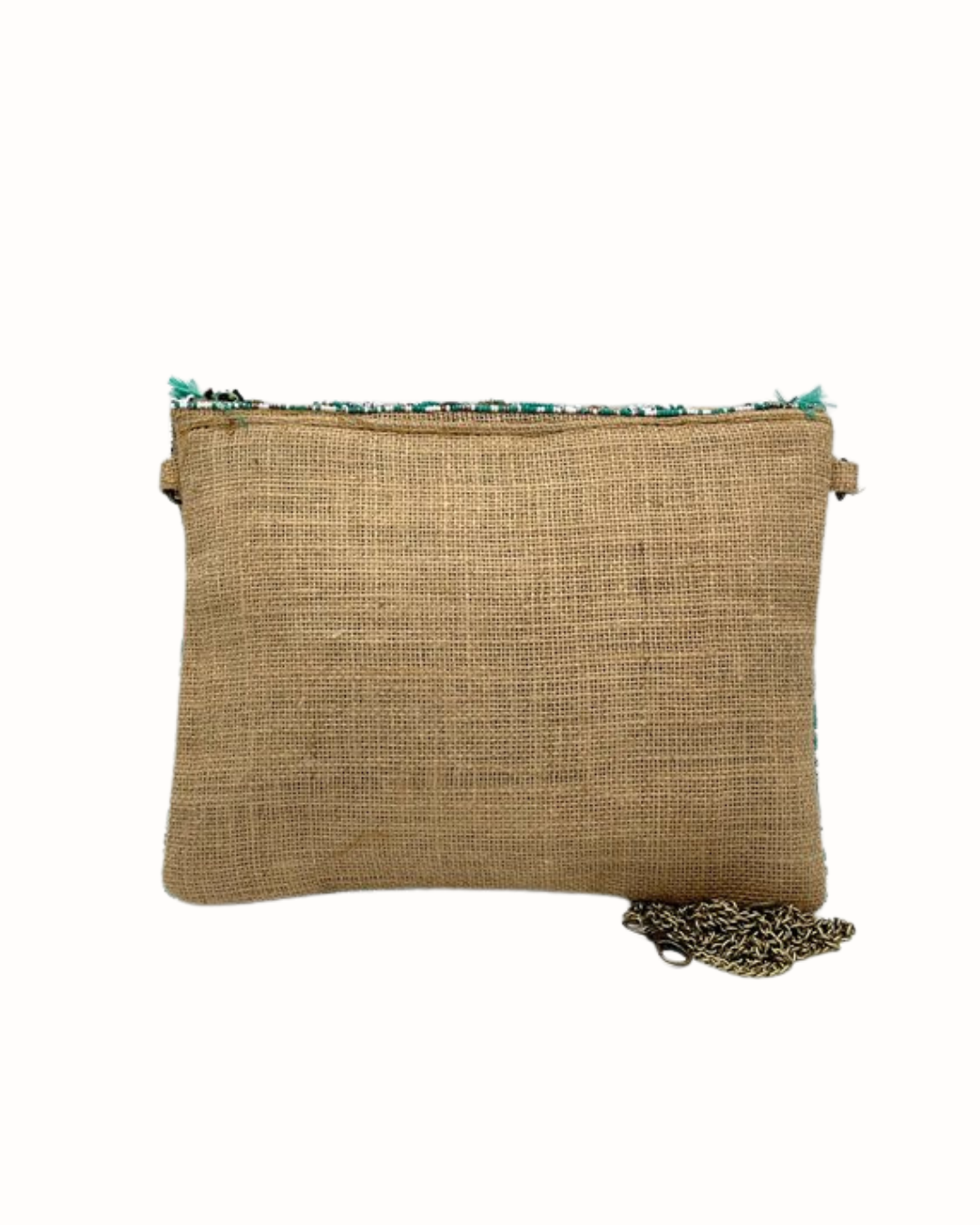 Bolso Clutch de Fiesta en Yute Natural con Pedrería y Conchas - Colección Narella