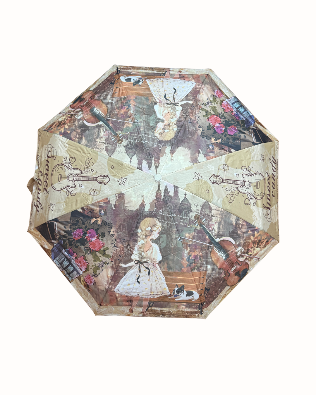 Paraguas Plegable Sweet Candy - Diseño Vintage con Estuche Rígido Protector