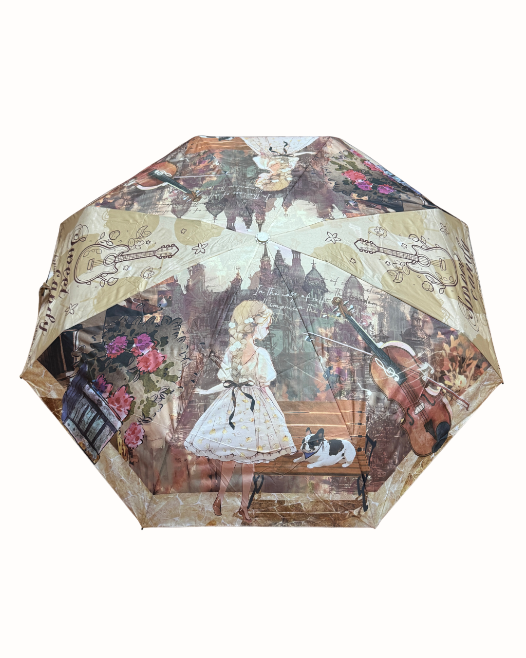 Paraguas Plegable Sweet Candy - Diseño Vintage con Estuche Rígido Protector