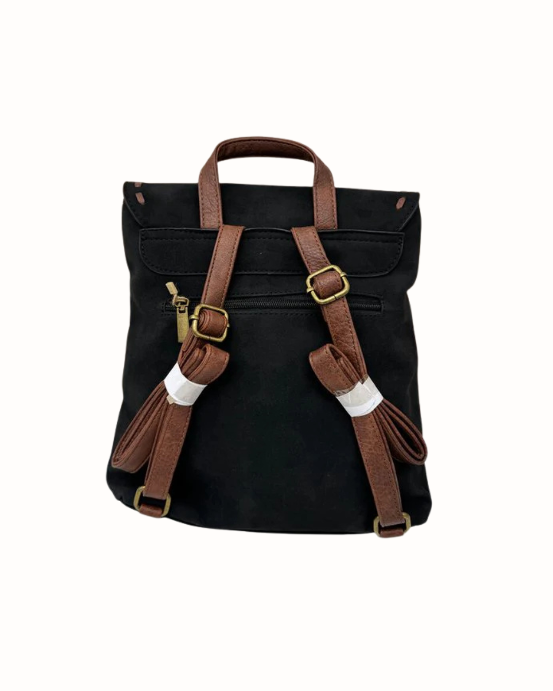 Mochila de Mujer Negra Efecto Ante - Bolso Mochila Vintage Antirrobo
