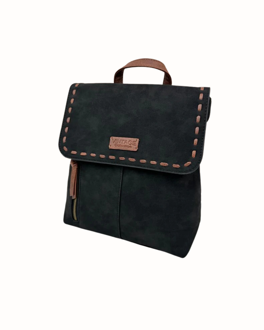 Mochila de Mujer Negra Efecto Ante - Bolso Mochila Vintage Antirrobo