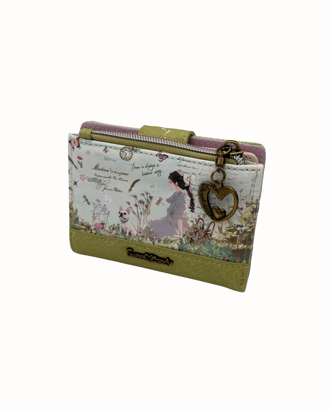 Cartera Sweet Candy Verde Original - Billetera Artística Vintage con Cremallera y Diseño de Ilustración
