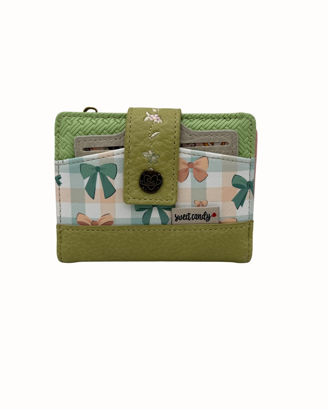 Cartera Sweet Candy Verde Original - Billetera Artística Vintage con Cremallera y Diseño de Ilustración
