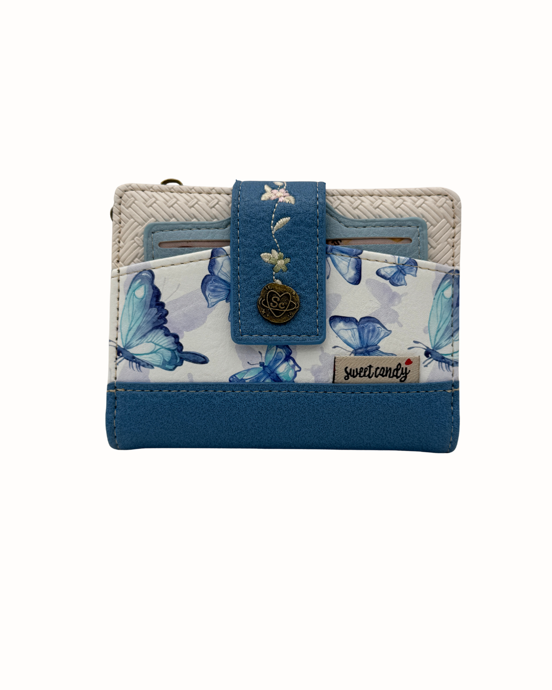 Cartera Sweet Candy Azul Original - Billetera Artística Vintage con Cremallera y Diseño de Ilustración